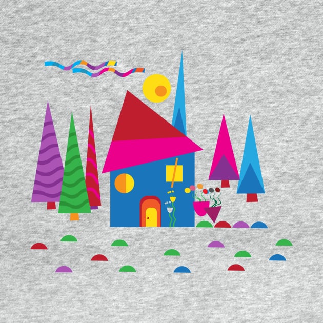 Little House in the Woods Kandinsky Style Illustration by oknoki